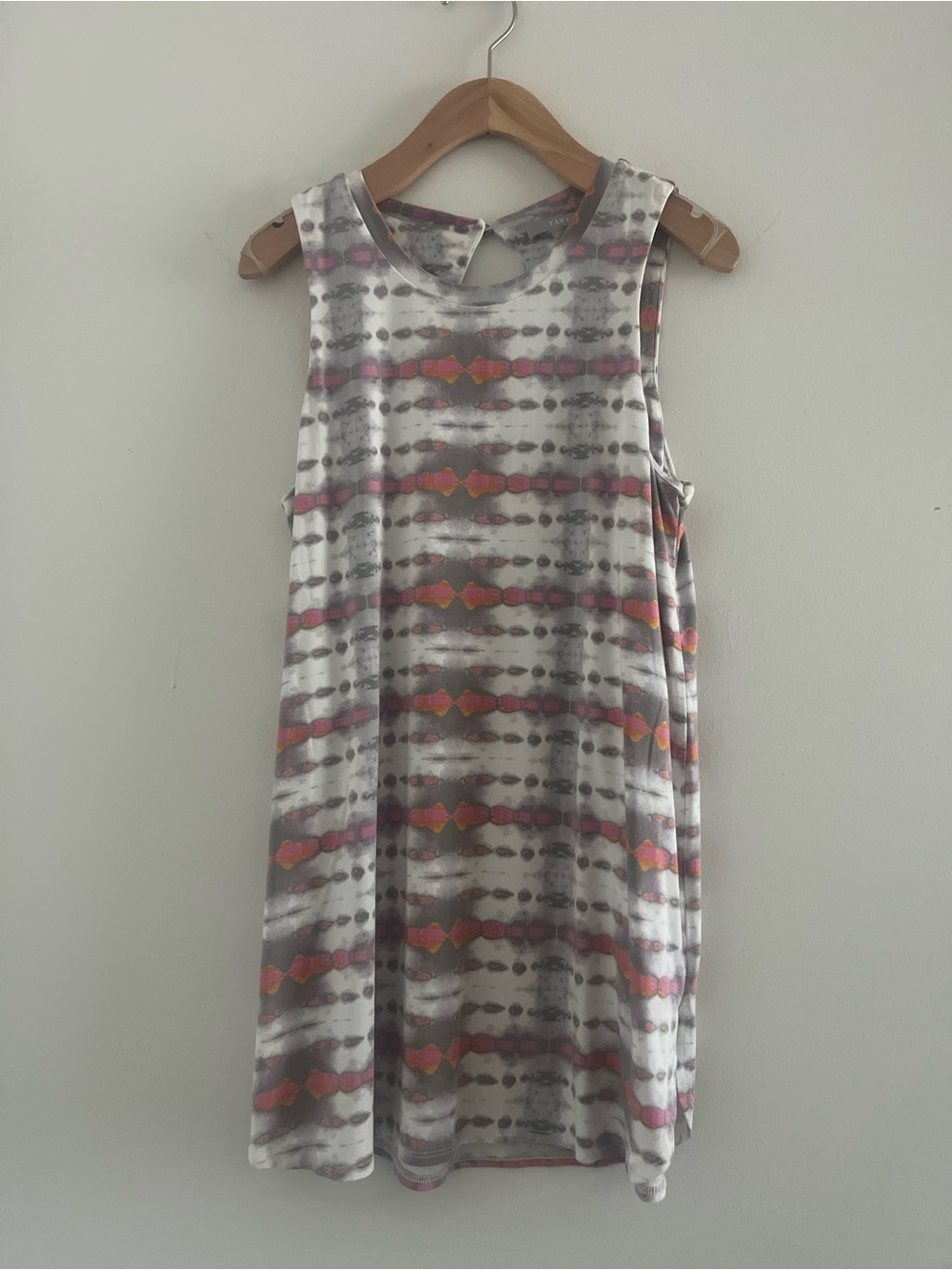 Sleeveless Tie-Dye Shift Dress in Gray & Pink